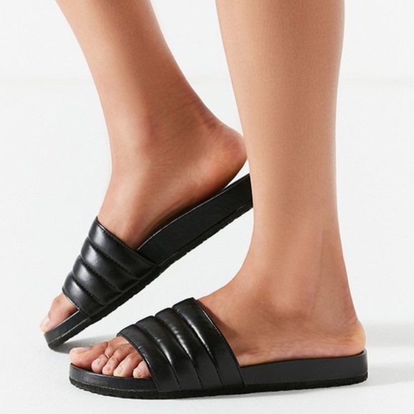 vegan leather slides
